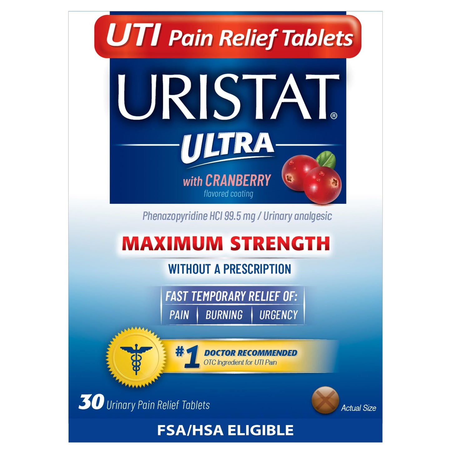 Uristat Ultra Strength UTI Relief Tablets – Ease Urinary Pain, Burning & Urgency, Cranberry Flavor, 30 Count URISTAT buy supplements Au