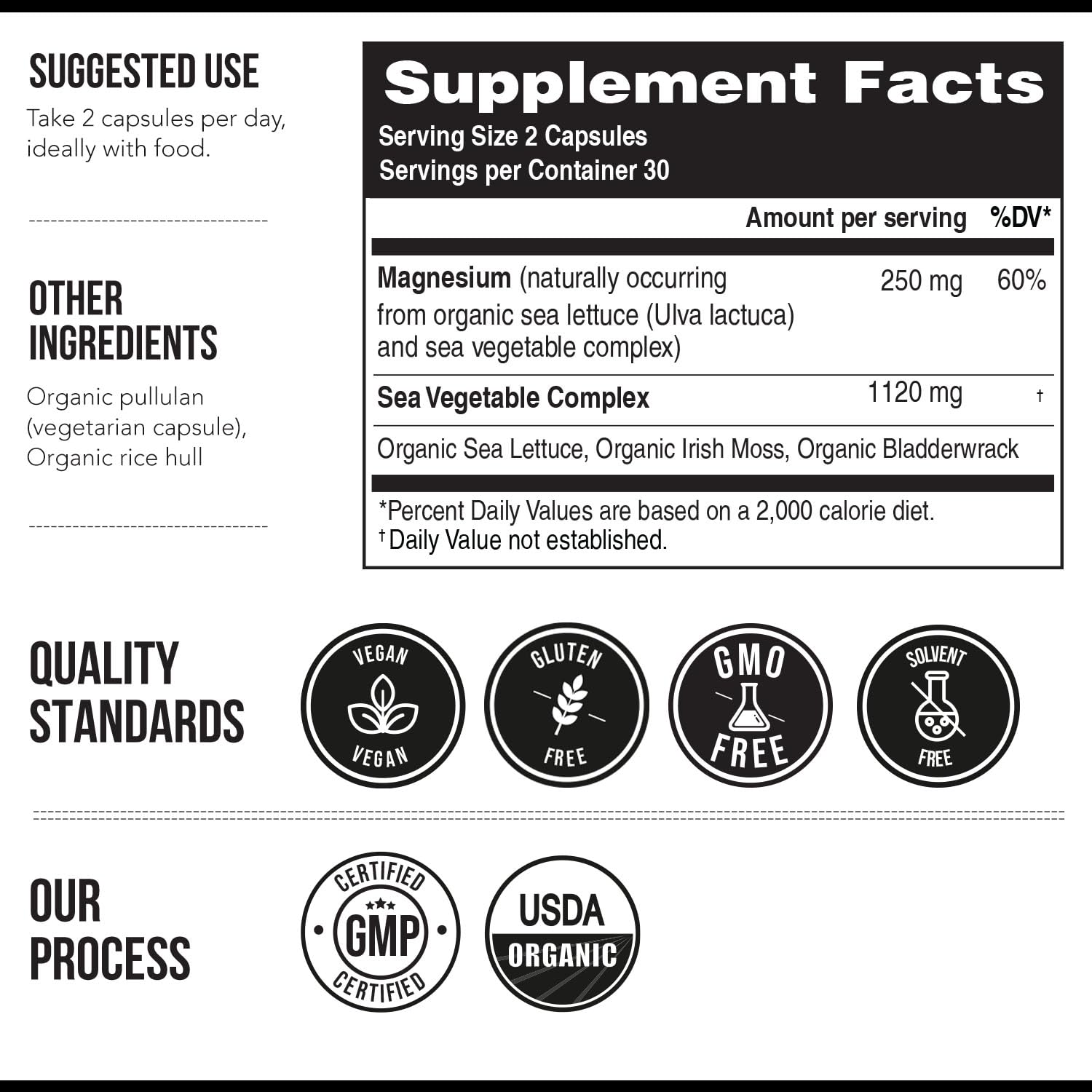 Organic Whole Food Magnesium Supplement - Plant-Based, Organic Sea Vegetable Complex - 250 mg Per Serving | Water Extracted | Gentle on Stomach | Supports Energy, Sleep, Muscle, Heart - 60 Capsules Triquetra Health buy supplements Au