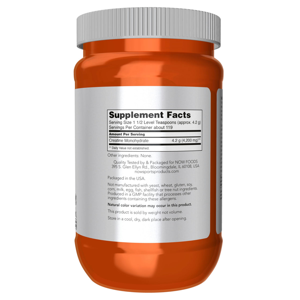 NOW Foods Sports Nutrition, Micronized Creatine Powder 500 g, Mass Building*/Energy Production*, 1.1-Pound