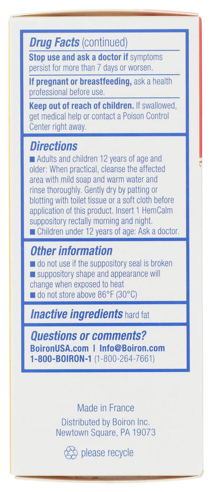 Boiron HemCalm Suppositories for Hemorrhoid Relief of Pain, Itching, Swelling or Discomfort - 10 Count BoironBuy Supplements Australia