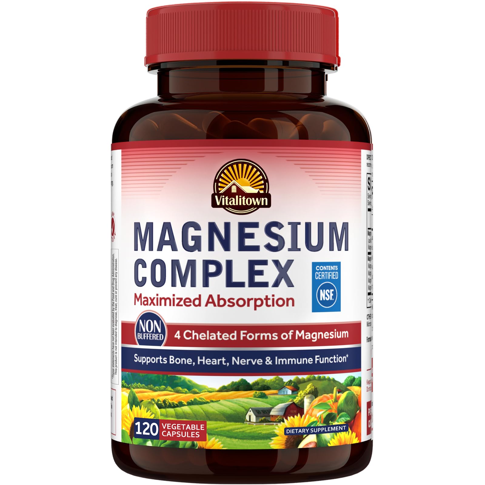 Vitalitown Magnesium Complex Supplement 500mg - NSF Certified Magnesium Glycinate, Malate, Taurate & Citrate - Chelated High Absorption & Gentle on Stomach - Vegan Non-GMO 120 Capsules VITALITOWNBuy Supplements Australia