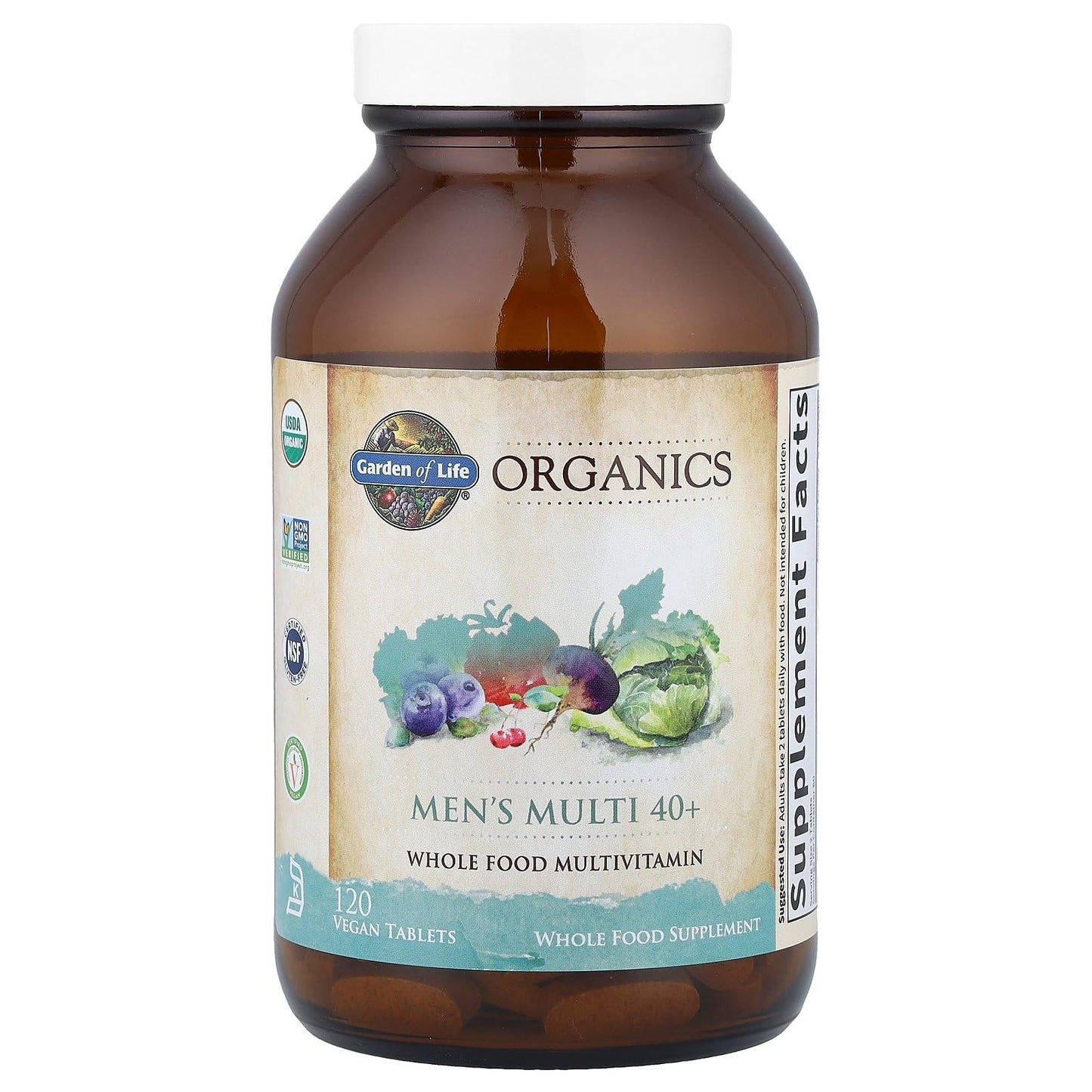 Garden of Life Organics Men's 40+ Multivitamin with Prostate Support, B12 & Vitamins – Vegan Daily Whole Food Multivitamin, Non-GMO, Certified Organic, 120 Tablets Garden of LifeBuy Supplements Australia