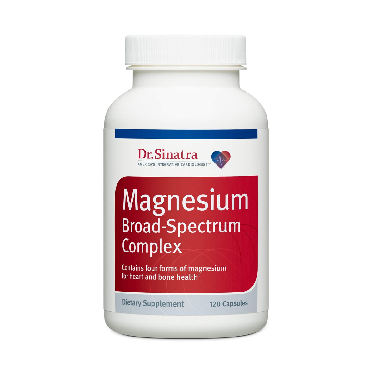 Dr. Sinatra Magnesium Broad-Spectrum Complex supplement bottle on a white background