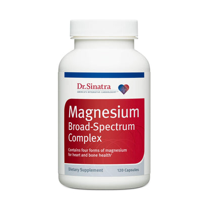 Dr. Sinatra Magnesium Broad-Spectrum Complex supplement bottle on a white background