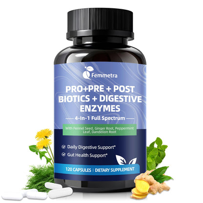 Ultra Probiotics for Women Men 200 Billion CFU - 36 Strains 14 Digestive Enzymes, 4 Anti-Bloat Herbs, 3 Prebiotic Fibers & 4 Postbiotics, Gut, Digestive, Regularity