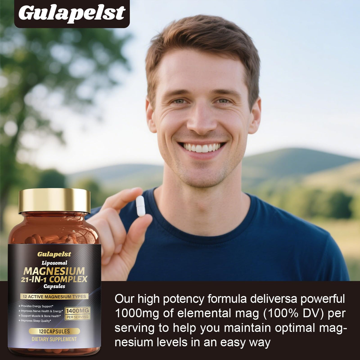21 in 1 Liposomal 1400mg Magnesium Complex (Citrate, Glycinate, Malate etc) Capsule - 12 Active Types Magnesium with Vitamin D3, B6, B12, C, Ashwagandha & CoQ10 for Women & Men - Support Bone & Muscle Gulapelst buy supplements Au