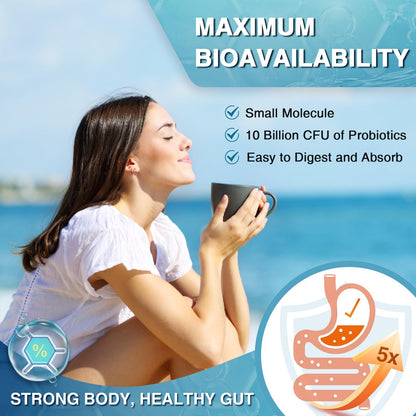 NATURE TARGET Marine Collagen Peptides Powder - Type I & III Collagen with Probiotics, Vitamin C & Hyaluronic Acid for Skin, Hair, Nails