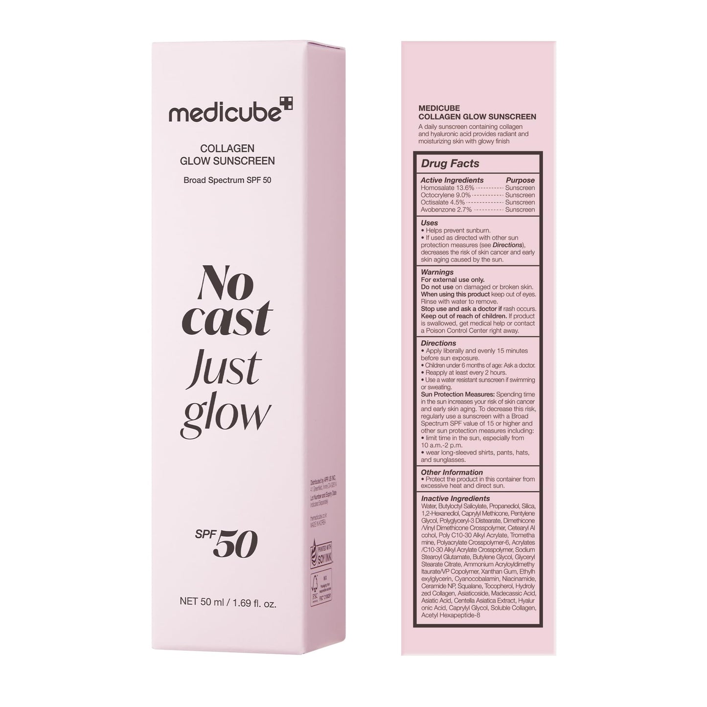 medicube No Cast Just Glow Collagen Sunscreen | SPF 50 Broad Spectrum Face Sunscreen