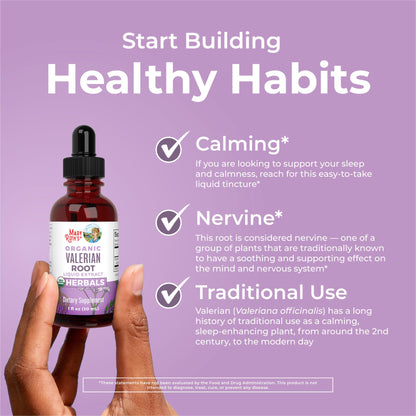 MARYRUTH'S Organics Valerian Root Liquid Drops | 2 Month Supply | Sugar Free | USDA Organic Valerian Root Drops | Support Sleep | Calm and Stress Relief
