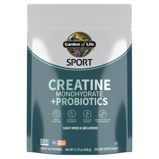 Creatine Monohydrate Powder for Women and Men by Garden of Life, Micronized Pre Workout with Probiotics for Muscle, Strength, Performance, Sport Amino Energy,