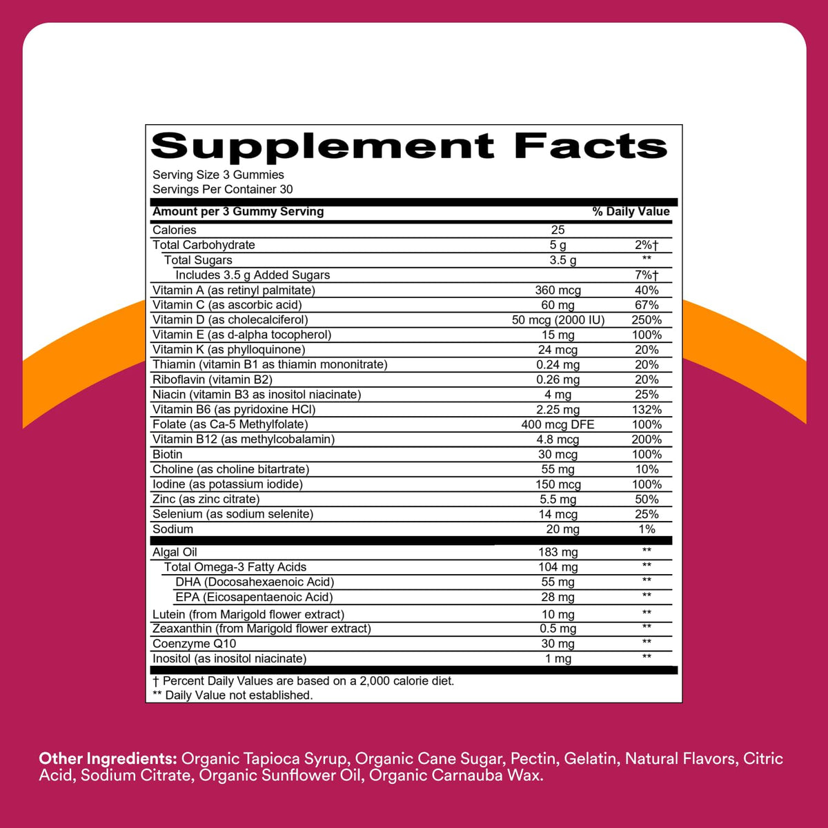 SmartyPants Multivitamin Gummy for Women 50 and Over, Omega 3 (DHA/EPA), Methylfolate, CoQ10, Vitamin D3, C, Vitamin B12, B6, A, K, Biotin