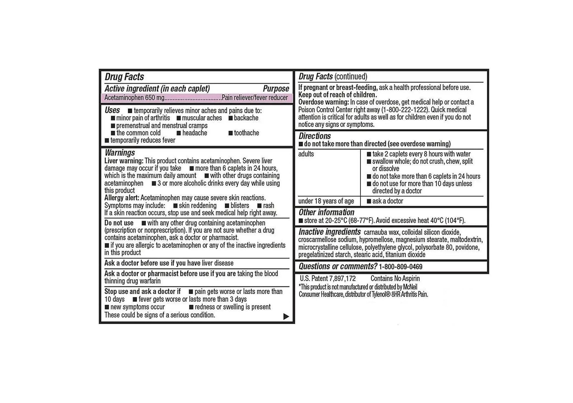 Compare to Tylenol Arthritis Pain Active Ingredient. - Member's Mark - Arthritis Pain Reliever, Extended Release, Acetaminophen 650 mg, 400 CapletsQ MEMBER´S MARKBuy Supplements Australia
