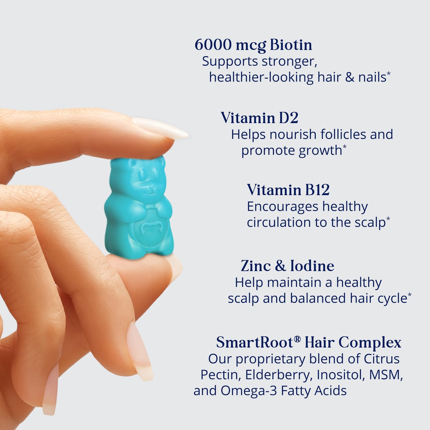 Sugarbear Hair Vitamin Gummy 2 Month Supply Extra Strength Biotin 6000mcg, Growth for Men & Women, Vegan Vitamin B12, MSM, Inositol, Omega 3, Elderberry, Certified Kosher, Halal, Cruelty-Free