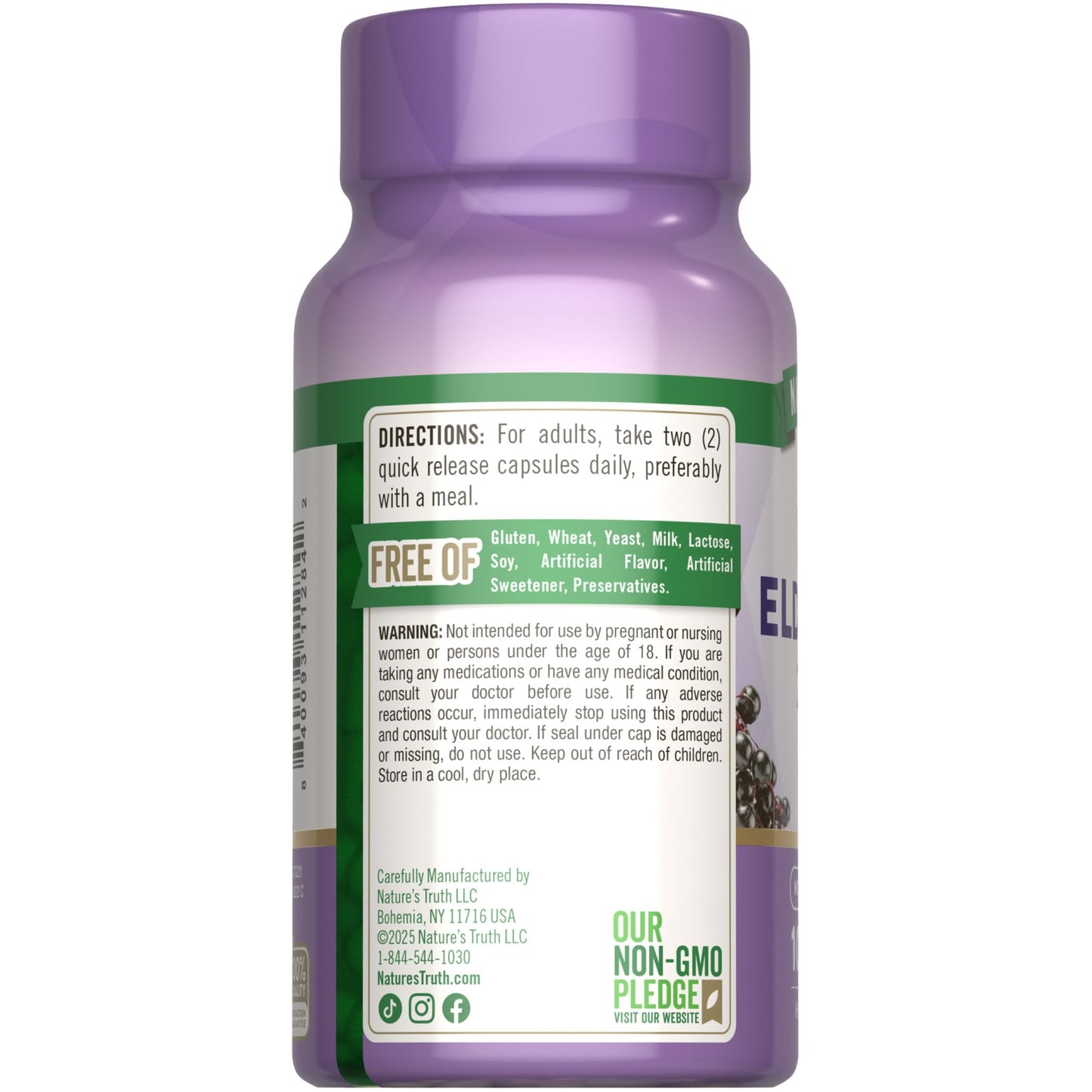 Nature's Truth Black Elderberry Capsules | 100 Count | Super Concentrated Sambucus Extract | Non-GMO and Gluten Free Supplement
