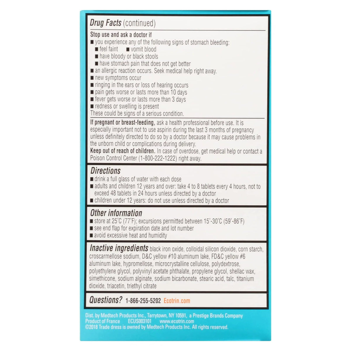 Ecotrin Safety Coated Aspirin Pain Reliever Tablets, Low Strength, NSAID 81mg, 365 ct (Pack of 2) EcotrinBuy Supplements Australia