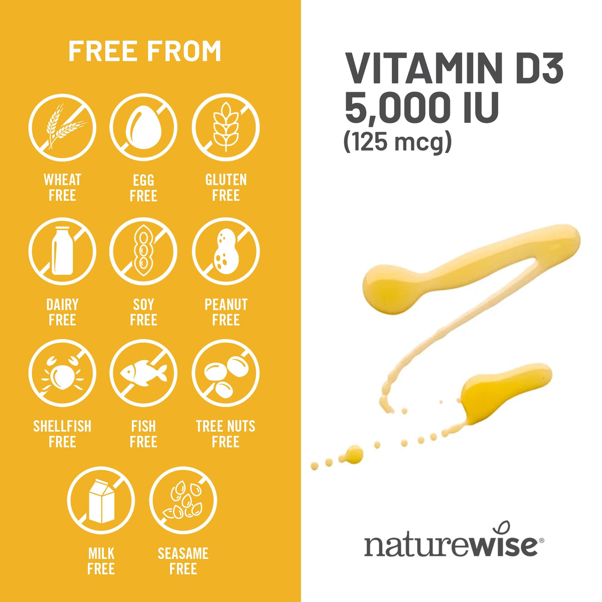 NatureWise Vitamin D3 5000iu (125 mcg) 1 Year Supply for Immune Support, Healthy Muscle Function, and Bone Health - Non-GMO