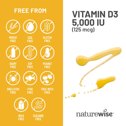 NatureWise Vitamin D3 5000iu (125 mcg) 1 Year Supply for Immune Support, Healthy Muscle Function, and Bone Health - Non-GMO