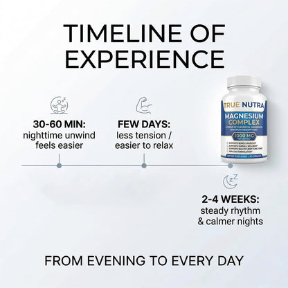 True nutra Magnesium Complex，Advanced 8-in-1 Magnesium Blend，Glycinate, Citrate, Malate, Taurate etc，High Formula，90 Capsules true nutra buy supplements Au