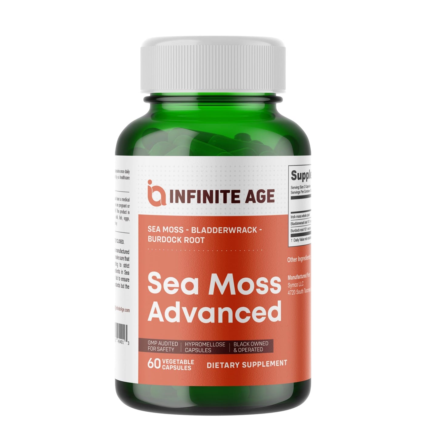 INFINITE AGE 1250mg Sea Moss Advanced Superfood Capsules, 60 Count - High-Potency, Vegan, Made in The USA - Irish Seamoss, Bladderwrack, Burdock Root - Overall Health, Immunity Support INFINITE AGEBuy Supplements Australia