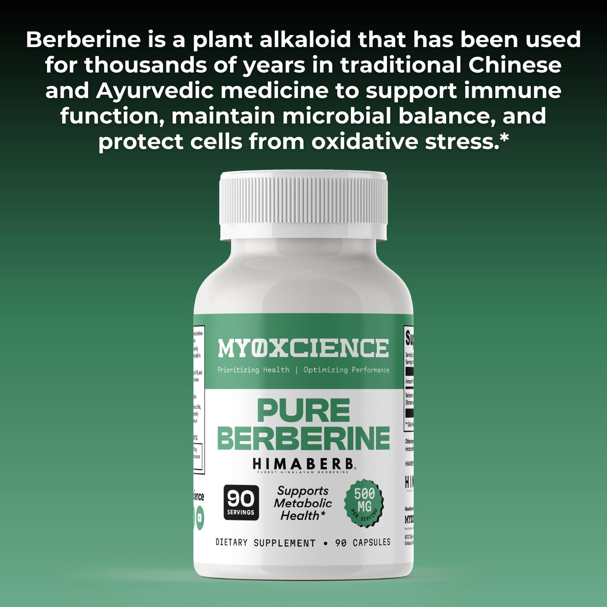 MYOXCIENCE Pure Berberine Himaberb | 500 mg of Berberine HCl per Serving | 90 Servings MYOXCIENCE buy supplements Au