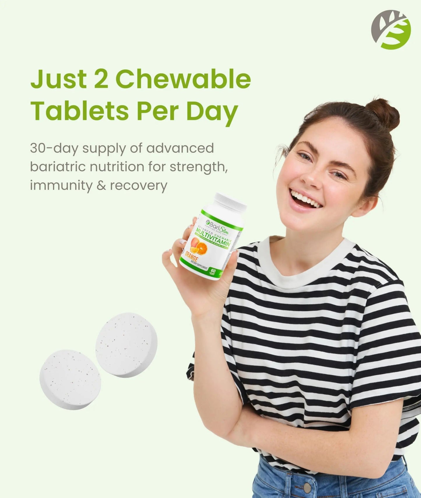 BariSlim Advanced Chewable Bariatric Multivitamin Tablets - Bariatric Vitamin and Supplement for Post Bariatric Surgery Including Gastric BariSlim