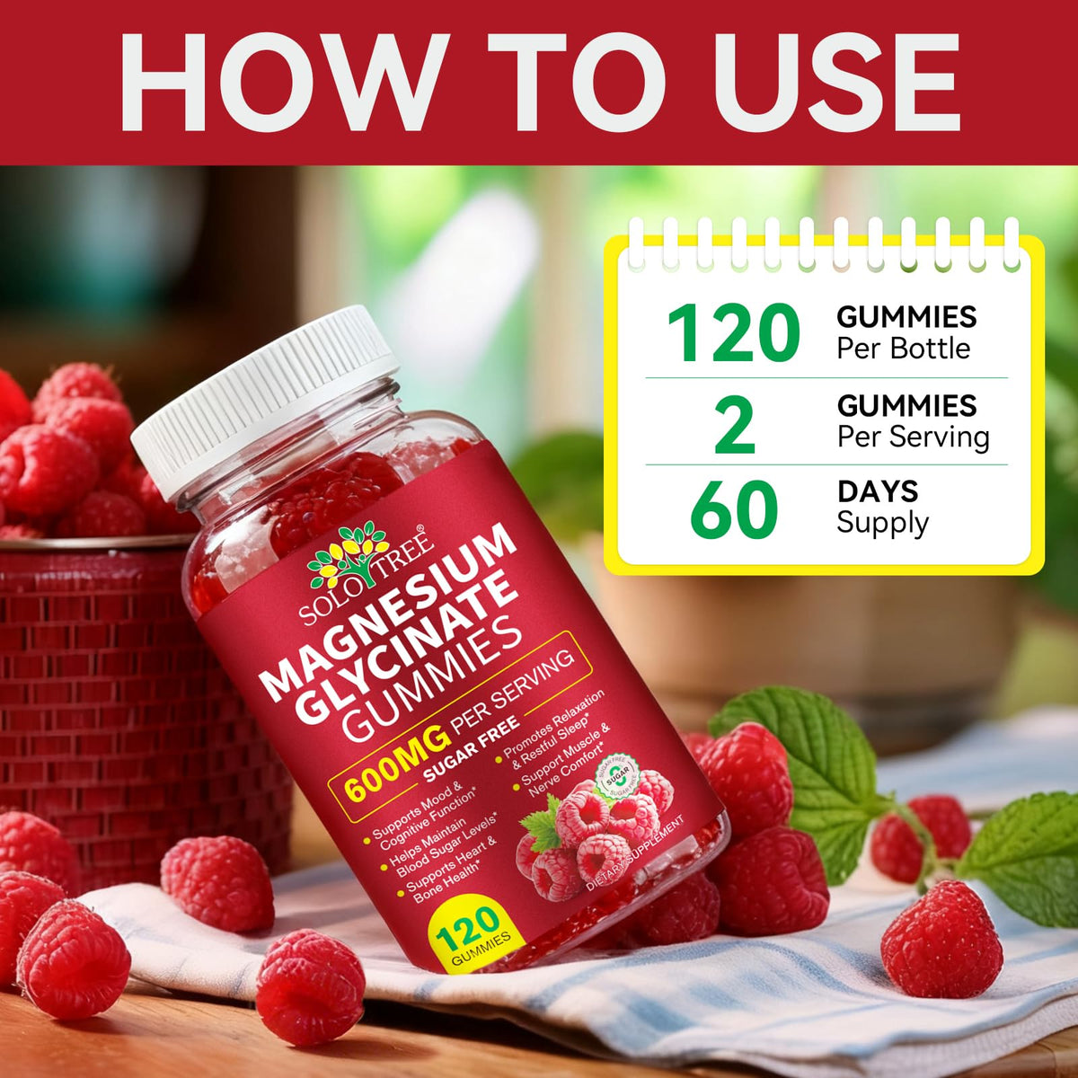 Magnesium Glycinate Gummies 600mg – Sugar-Free High Absorption Magnesium with L-Threonate, Supports Relaxation, Calm & Restful Sleep,