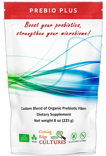 Cutting Edge Cultures Prebio Plus Prebiotic Fiber Powder Best Custom Blend of Organic Prebiotic Fibers Dietary Supplement 8 oz