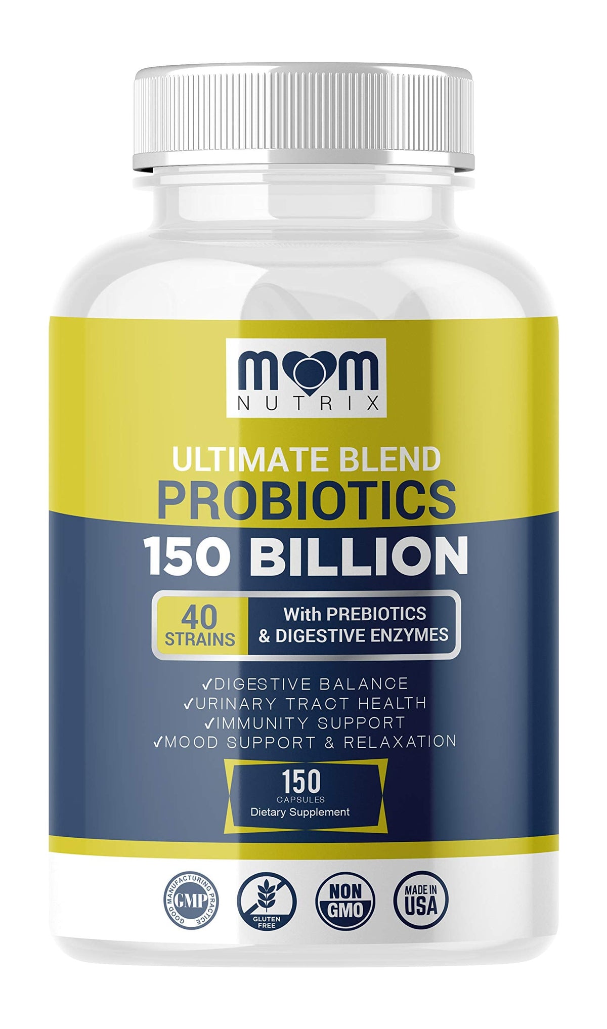 Probiotics 150 Billion CFU - 40 Strain Probiotics for Women, Men and Adults - Shelf Stable Probiotic with Organic Prebiotic - Acidophilus Probiotic