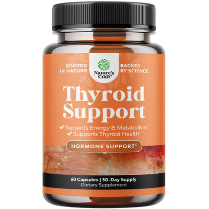 Herbal Thyroid Support Complex - Potent Kelp Iodine Supplement with L Tyrosine, Bladderwrack, Selenium & Pure Ashwagandha for Hormone Balance
