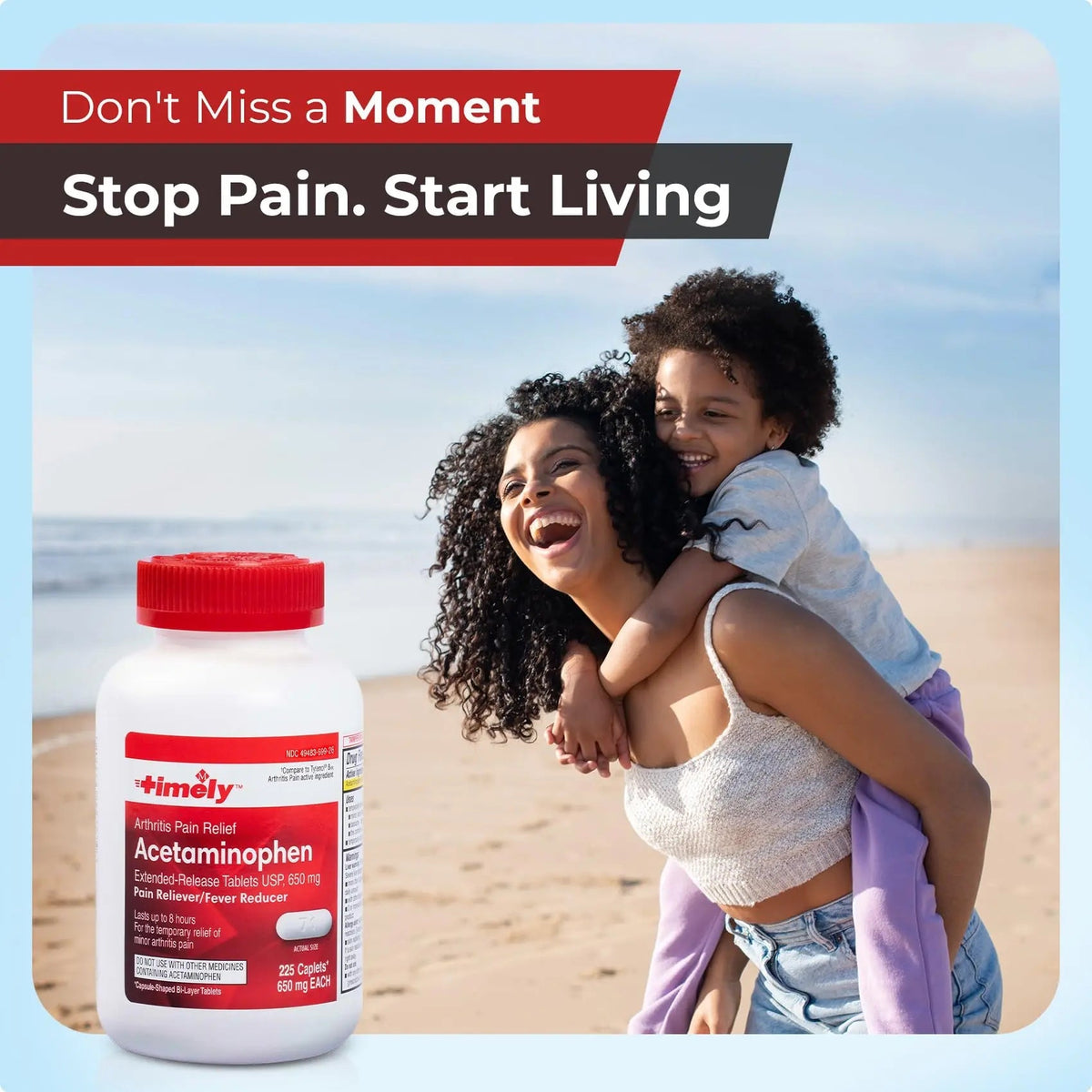 TIME-Cap Labs 225 Caplets Extended Release Acetaminophen 650mg - Pain Reliever & Fever Reducer for Adults, Helps with Headaches, Backaches, Muscle Pain, Toothaches & Menstrual Cramps TIME-CAP LABS, INC.Buy Supplements Australia