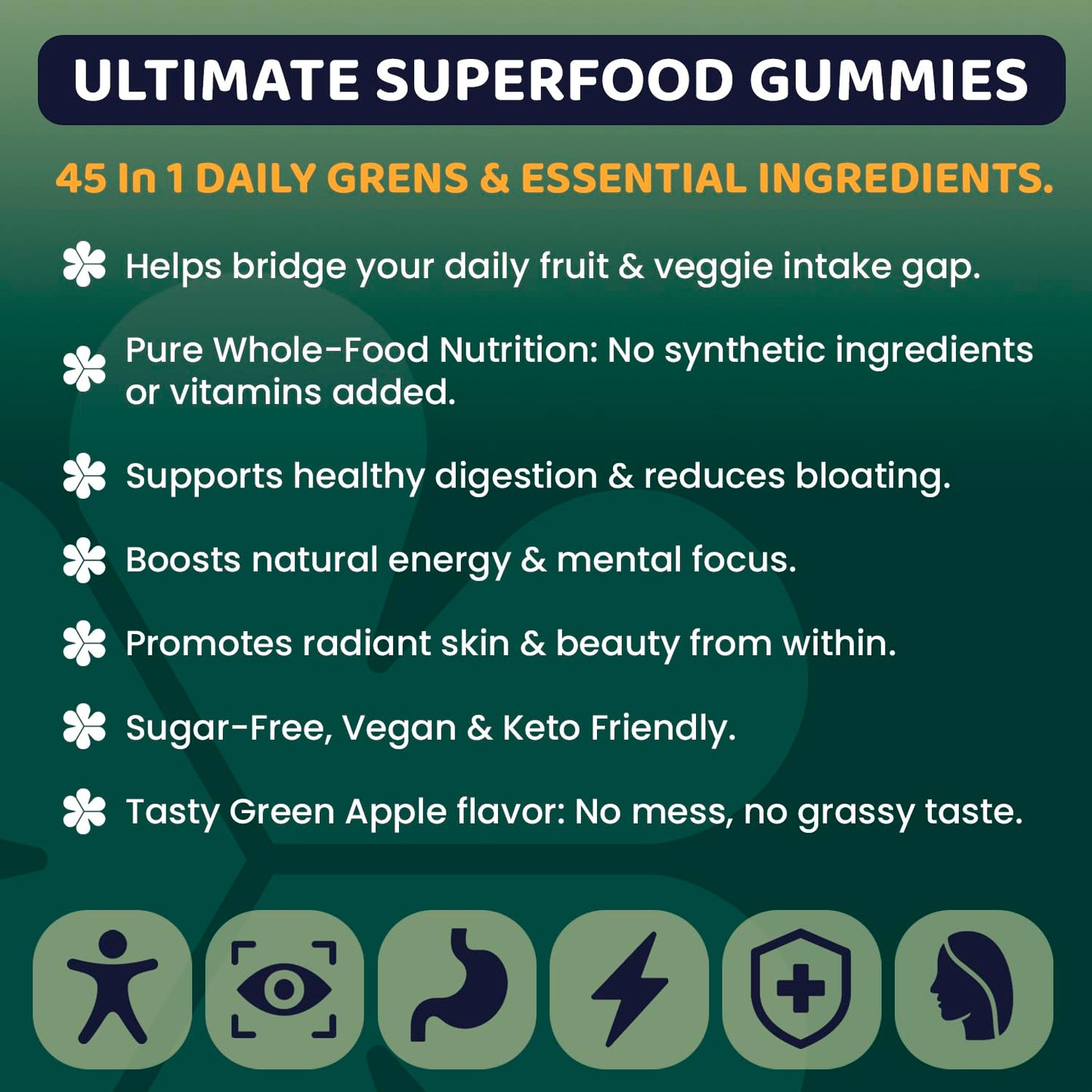 ROOTI Greens + Superfoods Gummies for Adults – 7-in-1 Whole Food Supplement, Spirulina, Lion’s Mane, Probiotics, Fiber & Digestive Enzymes Vegan, Sugar-Free,