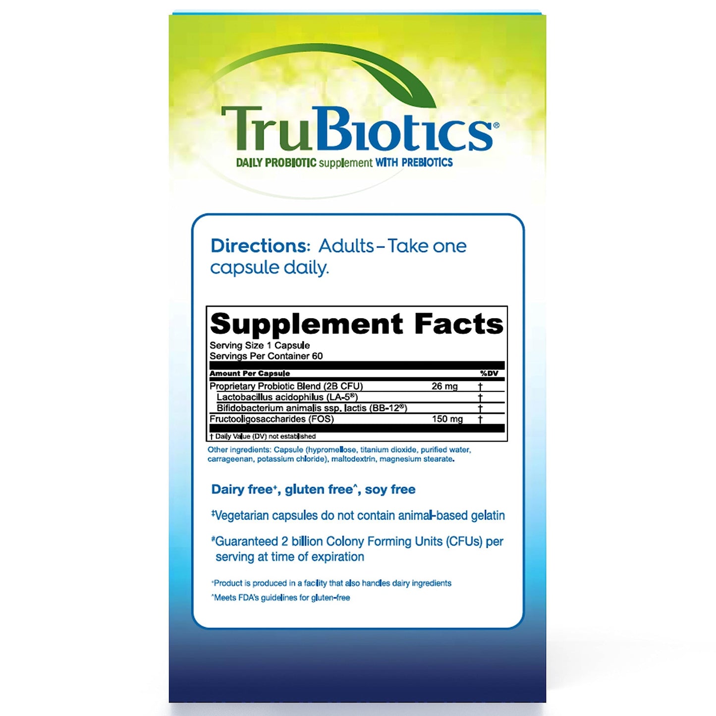 TruBiotics Probiotics for Digestive & Immune Health, Supports Regularity & Helps Relieve Abdominal Discomfort, Gas & Bloating, 2 Clinically Studied