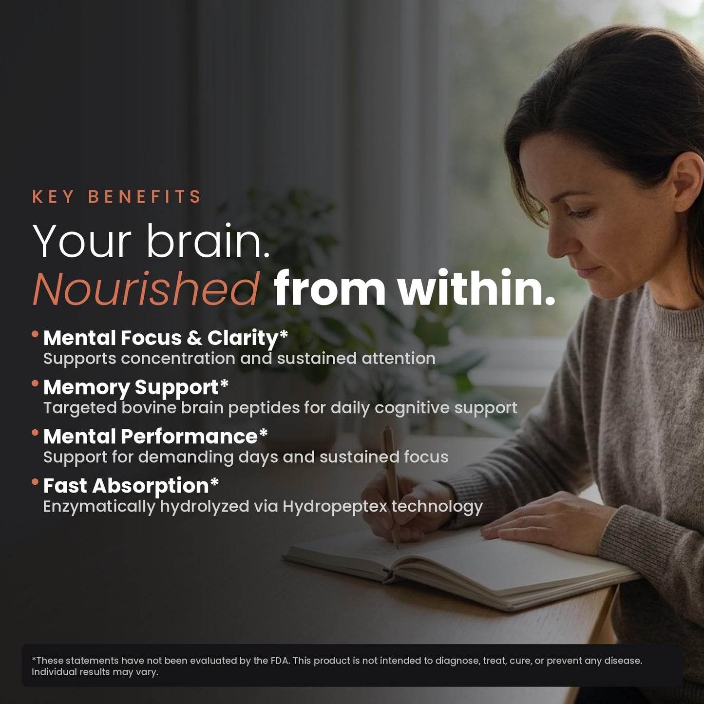 Nootropic Brain Supplement – Grass-Fed Bovine Brain Peptides for Focus, Memory & Mental Clarity – Ancestral Cognitive Support – Argentine Pasture-Raised, Non-GMO – 60 Capsules VILLAR BIOTECH buy supplements Au