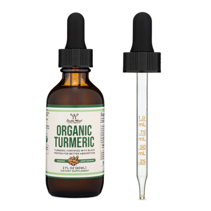 Turmeric Curcumin with Black Pepper Drops - Organic Turmeric Supplement Drops 1,180mg - 2FL OZ, 60 Servings (with Black Pepper Seed, Ginger, Rosemary, and Sage)