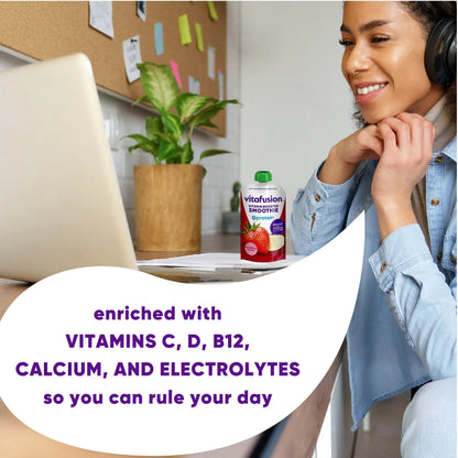 vitafusion Vitamin-Boosted Smoothie +Protein for Energy Metabolism and Immune Support, Strawberry Banana Flavor Excellent Source Vitafusion