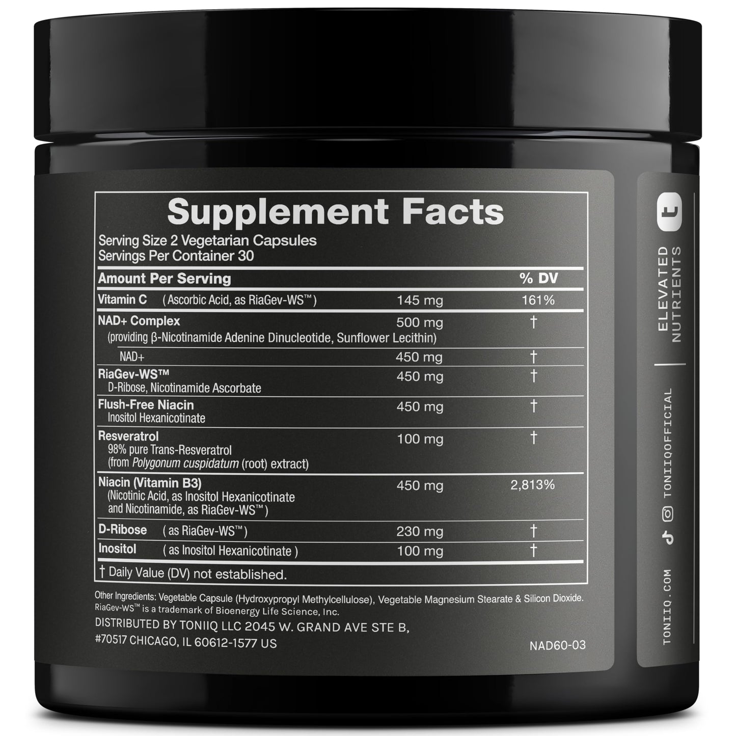 Toniiq Liposomal NAD+ and Resveratrol Supplement - 1500mg Ultra High Strength NAD Supplement - Clinically Studied Ingredients with Patented RiaGev-WS