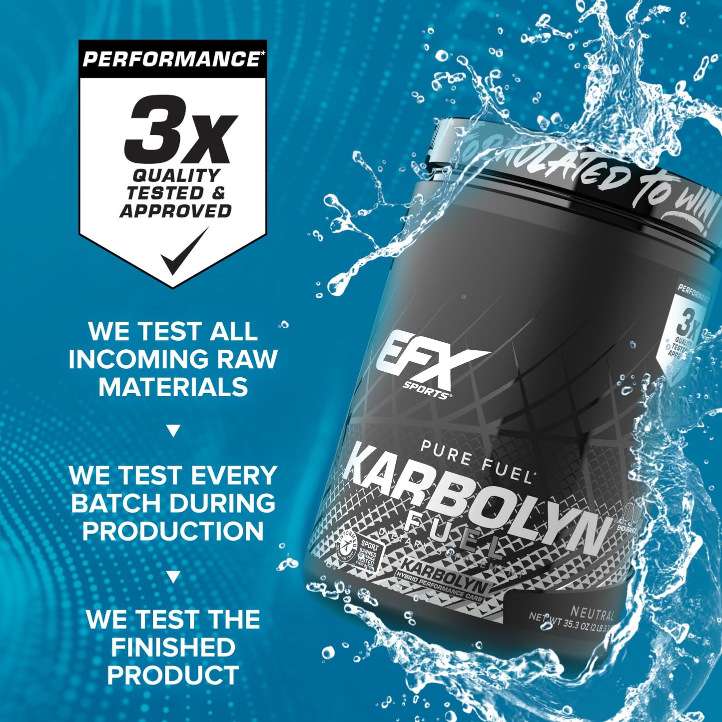 EFX Sports Karbolyn Fuel | Fast-Absorbing Carbohydrate Powder | Carb Load, Sustained Energy, Quick Recovery | Stimulant Free | 20 Servings (Neutral)