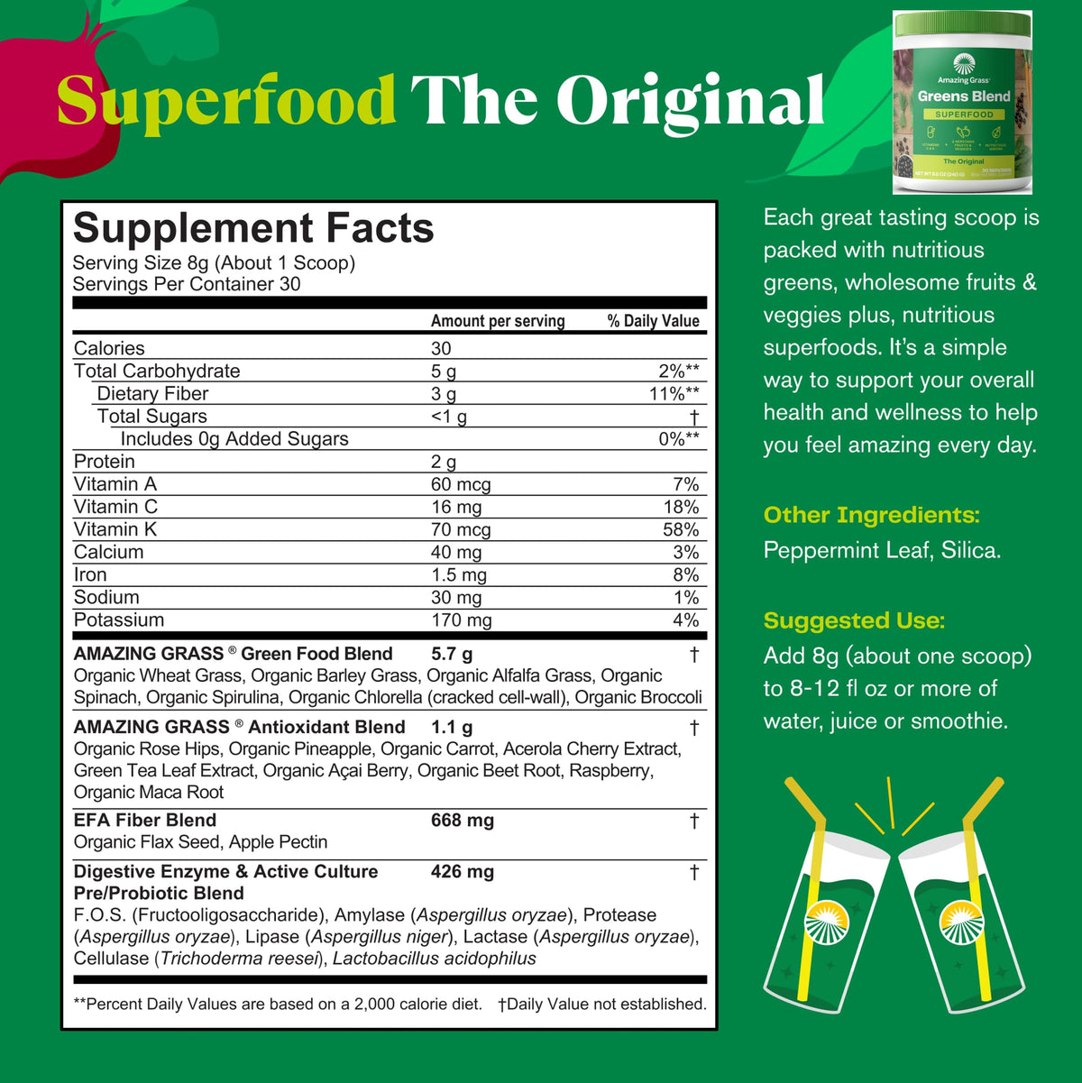 Amazing Grass Greens Blend Superfood: Super Greens Powder Smoothie Mix for Boost Energy, 30 Servings & Nature Fuel Power Beets Powder, Beet Root Powder, Support Natural Energy, 30 Servings Amazing GrassBuy Supplements Australia