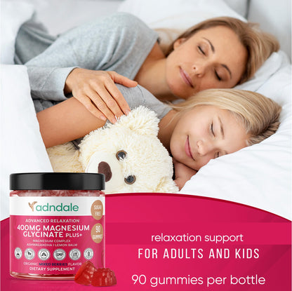 Adndale 90 CT Magnesium Glycinate 400 mg Gummies with Ashwagandha, Magnesium Malate & Taurate, Sugar Free Magnesium Gummies for Adults & Kids. AdndaleBuy Supplements Australia