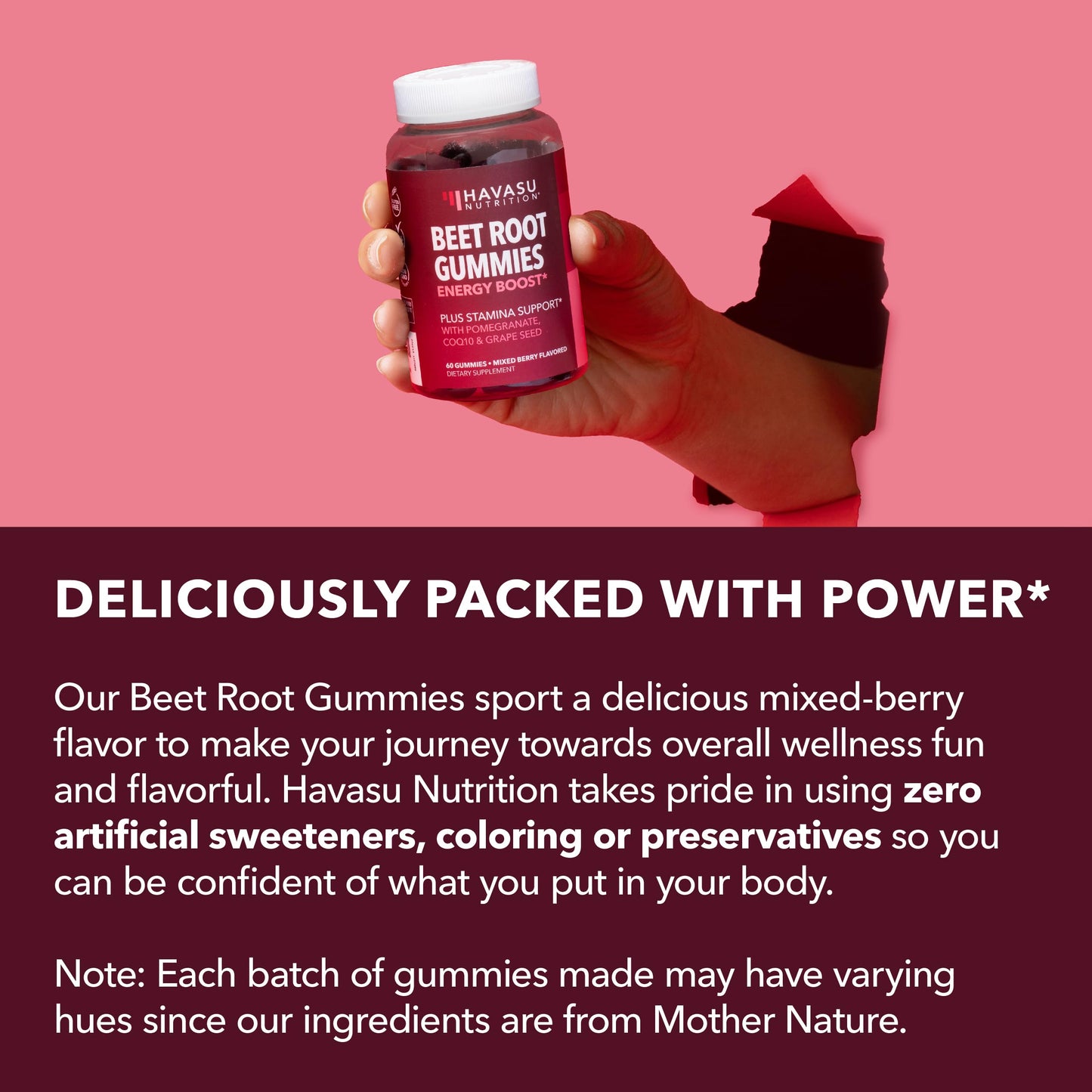 Beet Root Gummies with COQ10 & Pomegranate - Nitric Oxide Supplement for Men and Women - Beetroot for Endurance, Performance, Recovery - Vegan, Non-GMO, Gluten Free -