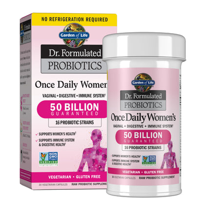 Garden of Life Once Daily Dr. Formulated Probiotics for Women 50 Billion CFU 16 Probiotic Strains with Organic Prebiotics for Digestive, Vaginal & Immune Health