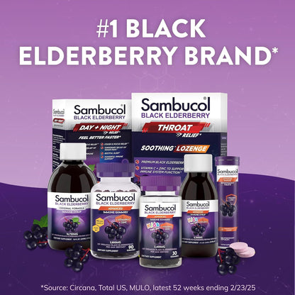 Sambucol Elderberry Gummies - Immune Support Supplement for Adults & Kids with Vitamin C & Zinc, Sambucol Elderberry