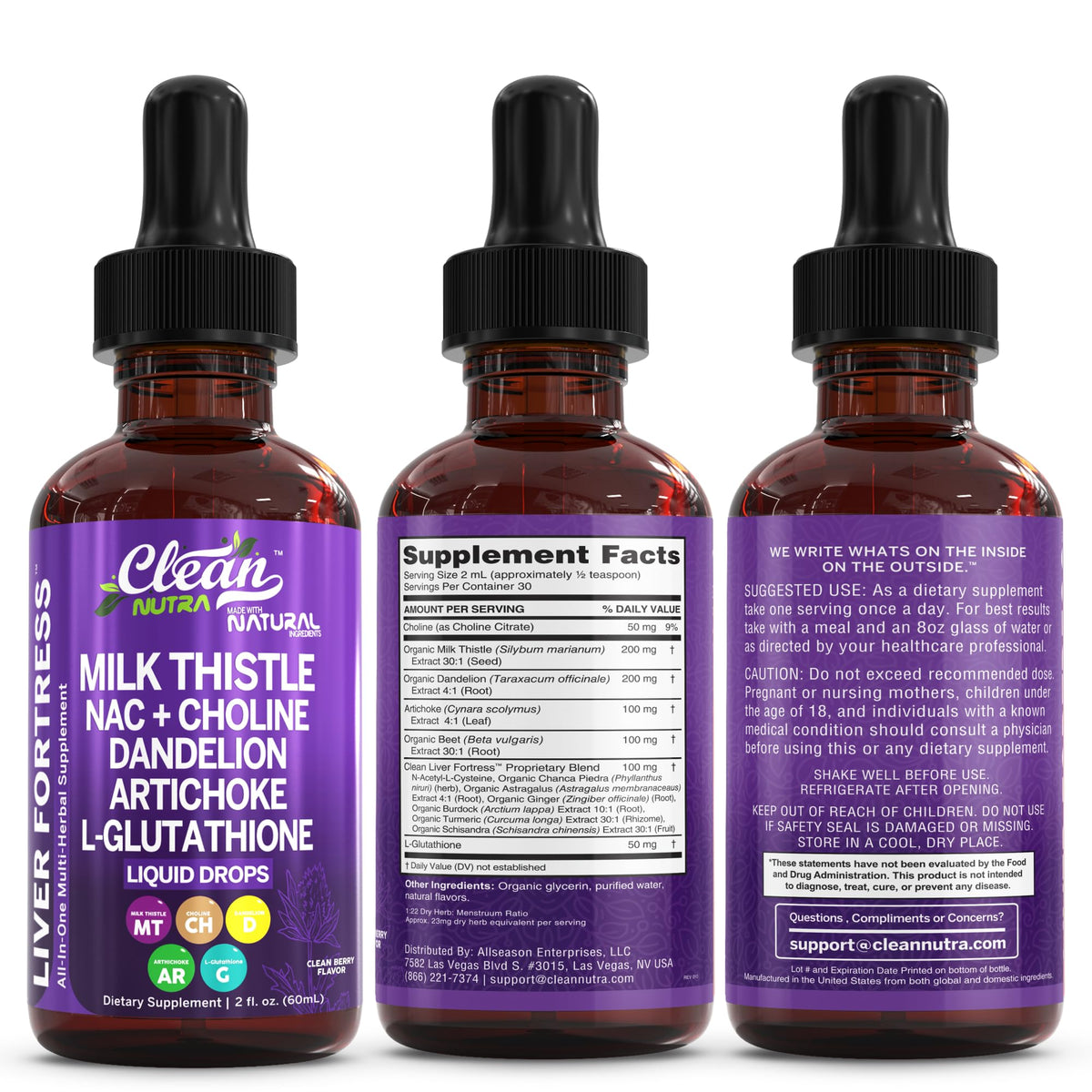 Clean Nutraceuticals Milk Thistle NAC Liver Cleanse Detox & Repair Supplement Liver Support Liquid Drops with Dandelion Extract, Artichoke, Chanca Piedra, Choline, L-Glutathione, Burdock, Schisandra Clean NutraceuticalsBuy Supplements Australia