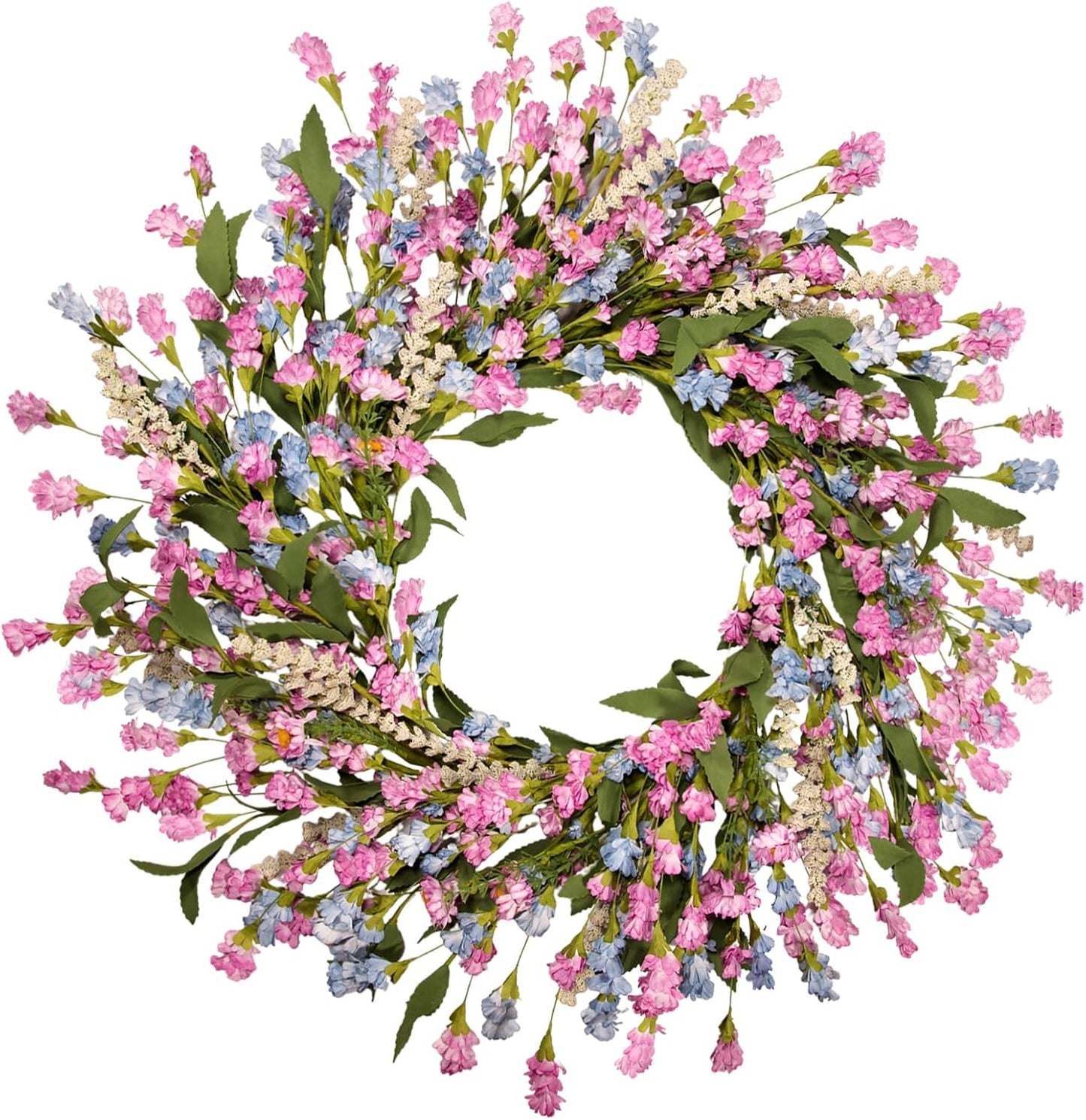24 Inch Spring Summer Wreaths for Front Door, Year Round Artificial Lavender Paper