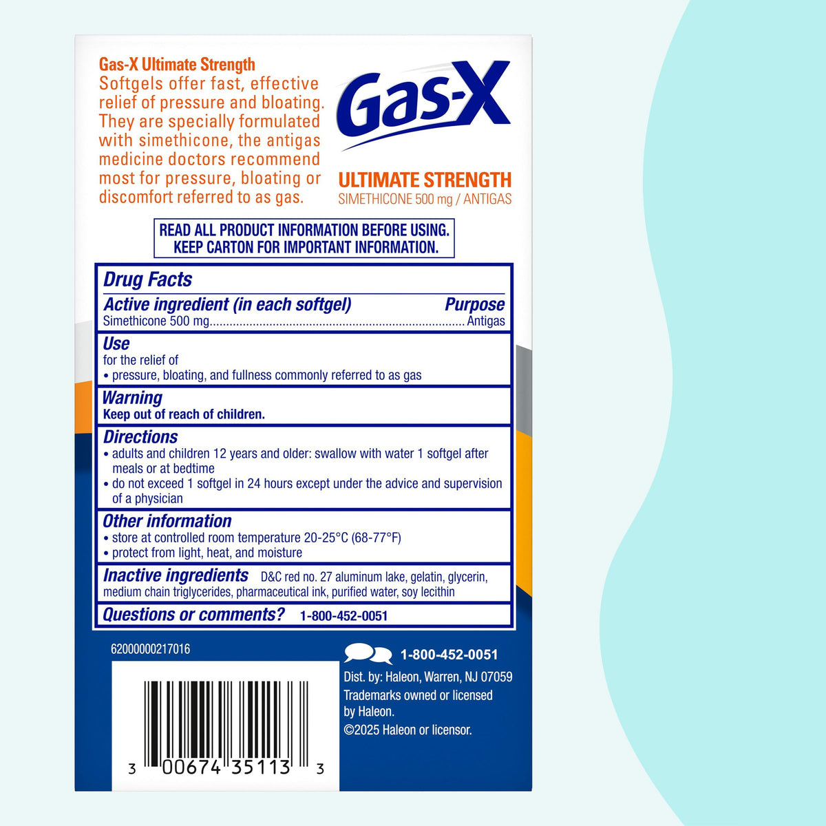 Gas-X Ultimate Strength Gas Relief Softgels with Simethicone 500 mg, Fast Bloating Relief, Anti-Gas, OTC Stomach & Intestinal Gas, Easy to Swallow, 20 Count Gas-X buy supplements Au