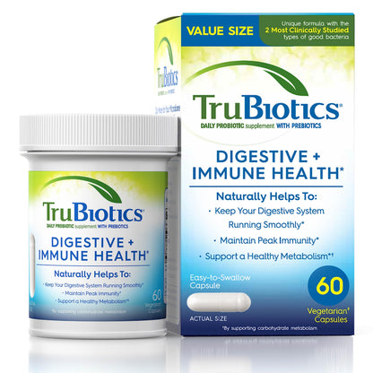 TruBiotics Probiotics for Digestive & Immune Health, Supports Regularity & Helps Relieve Abdominal Discomfort, Gas & Bloating, 2 Clinically Studied