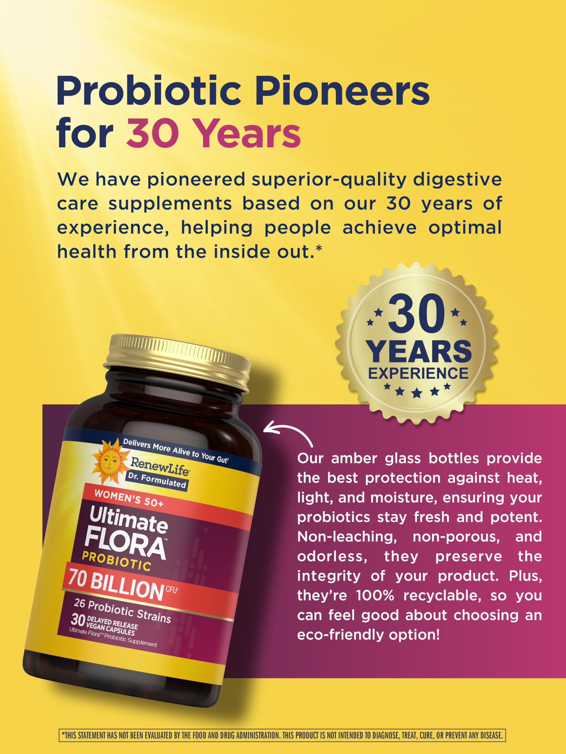Renew Life Ultimate Flora Probiotics for Women 50+ 70 Billion CFU Delayed Release Vegan Capsules | Vaginal | Digestive Health | Immune Health | Dairy Free | 30 Count Renew Life buy supplements Au