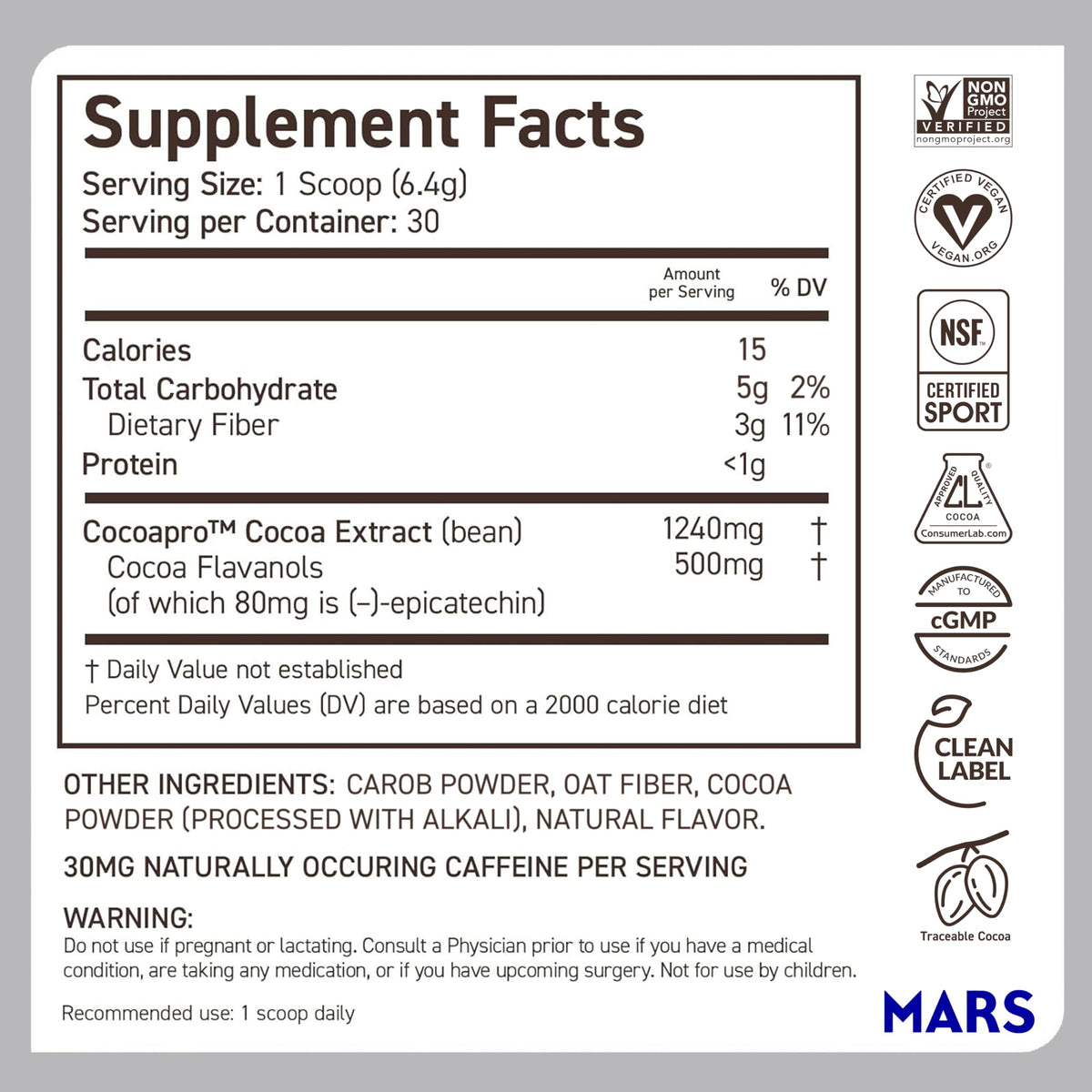 CocoaVia Cocoa Flavanols 500mg – Heart and Brain Support, High Flavanol Cocoa Powder