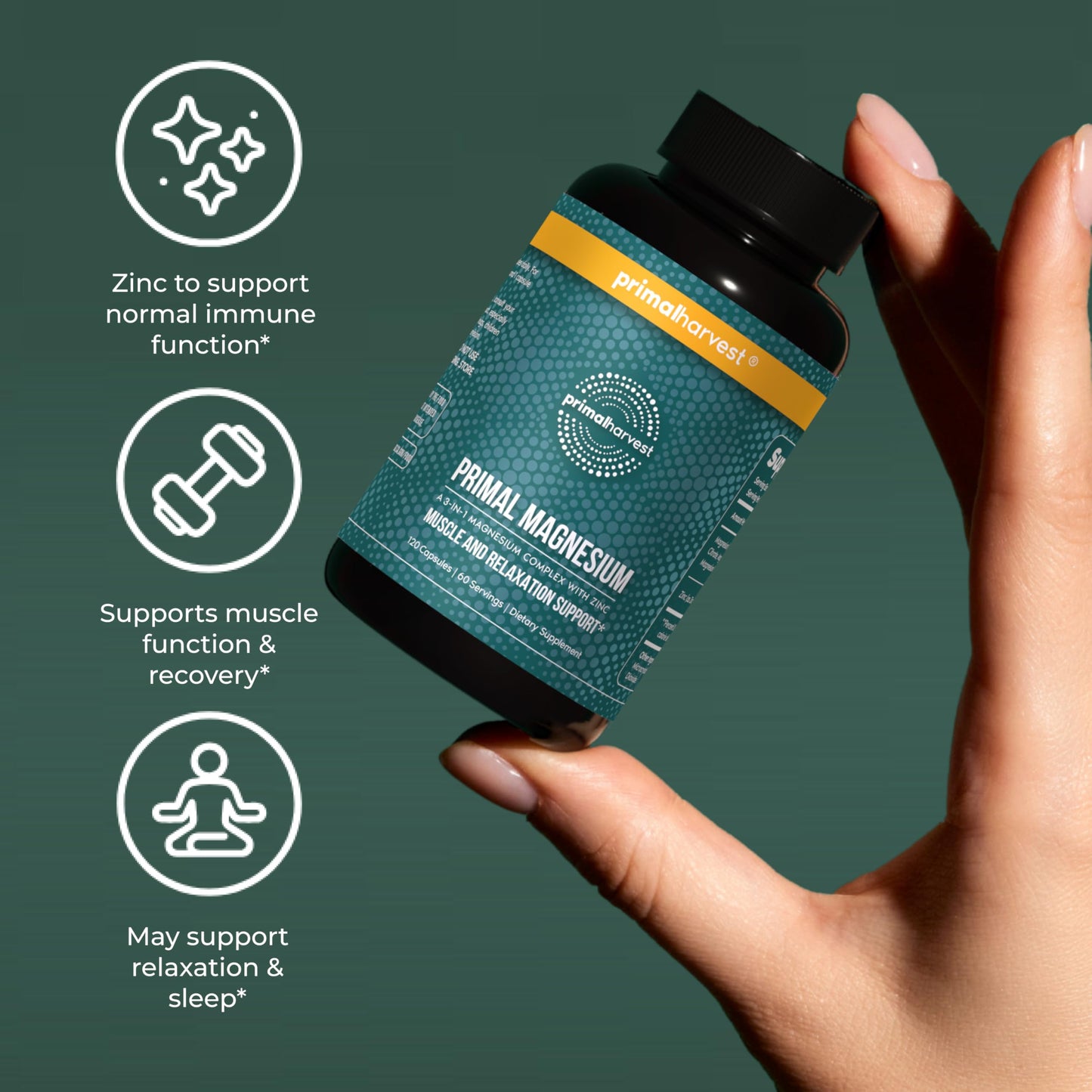 Primal Harvest Magnesium Supplement Complex 310mg by Primal Harvest with Magnesium Glycinate, Citrate, Malate, and Zinc 2 Pack, 240 Capsules Primal Harvest buy supplements Au