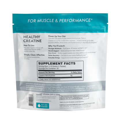 TERRA ORIGIN Healthy Creatine Micronized Monohydrate Powder | 30 Stick Packs | Support for Muscle and Cognitive Performance* | Supplement for Women and Men